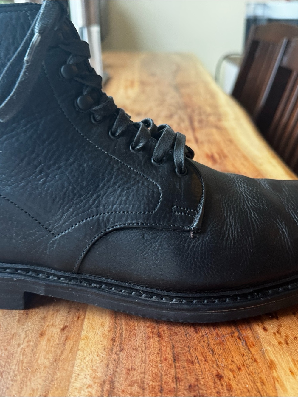 Allen Edmonds Higgins Mill Black Leather Lace-Up Work Boots - Picture 10 of 13